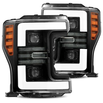 AlphaRex 17-19 Ford F-250 SD PRO-Series Proj Headlights Plank Style Black w/Activ Light/Seq Signal