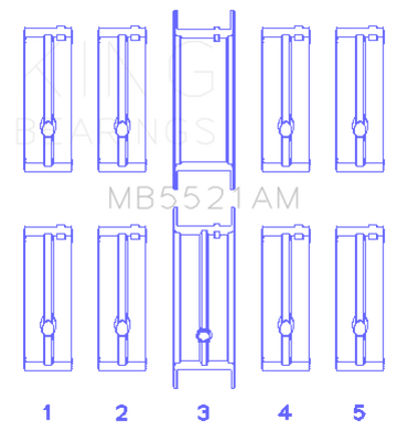 King Engine Bearings Chrysler 2.2 (Size +0.50mm) Main Bearing Set