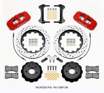 Wilwood AERO6 Front Hat Kit 15.00 Drilled Red 15-23 Mustang w/Lines