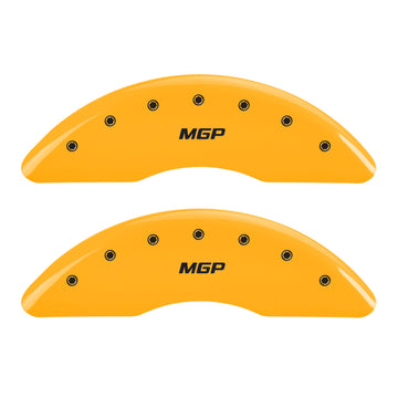 MGP 4 Caliper Covers Engraved Front & Rear MGP Yellow Finish Black Char 2016 Buick Regal