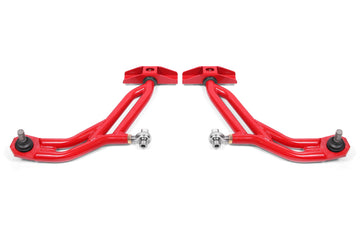 BMR 10-14 Ford Mustang Adj. Lower A-Arms Delrin/Rod End w/ 19mm STD. Ball Joint - Red