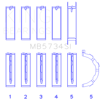 King Engine Bearings Ford 302 Cid Coyote (Size +0.5mm) Main Bearing Set