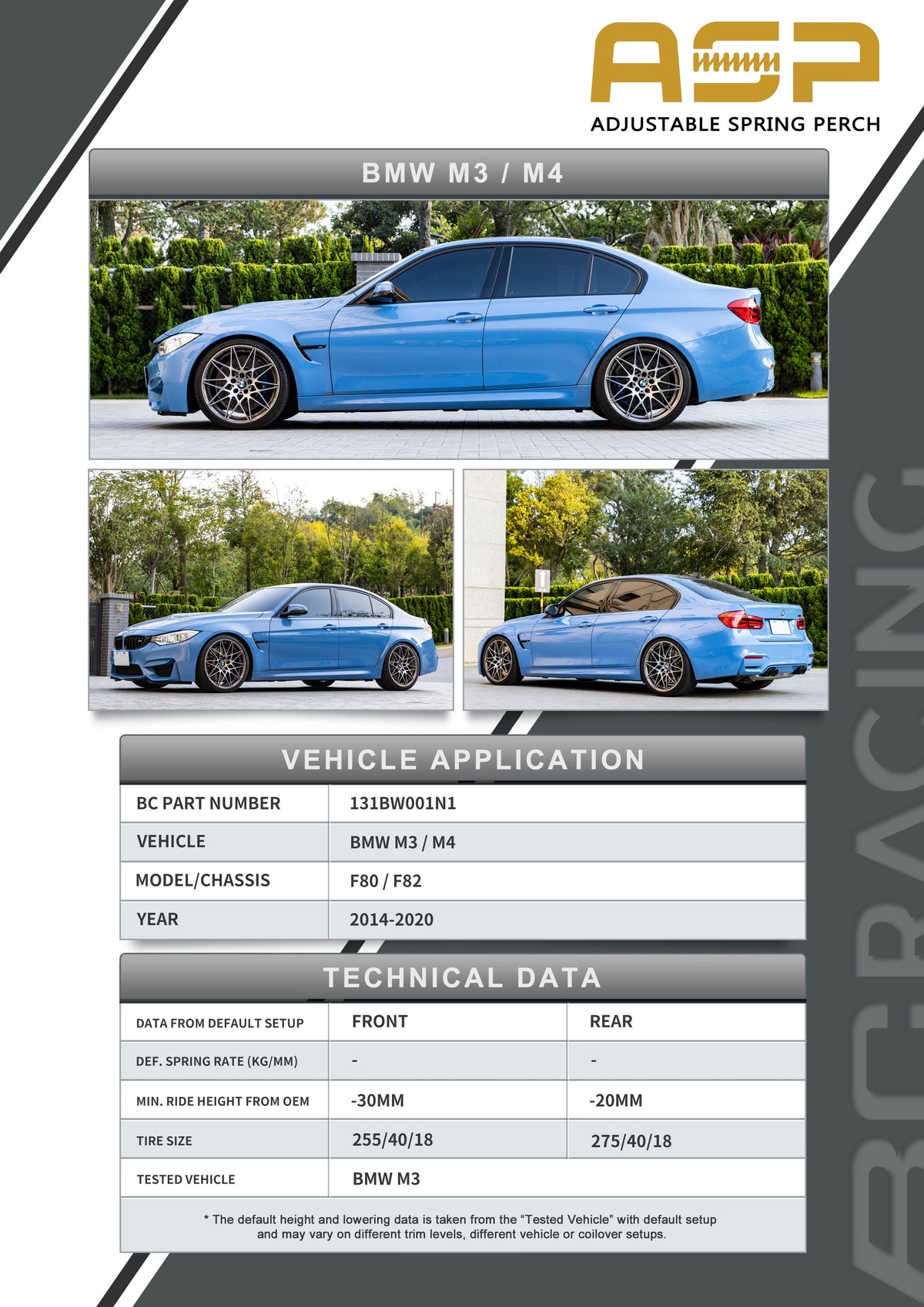 BC Racing ASP Series 14-20  F80/F82 M3/M4 RWD (Without Front Camber)
