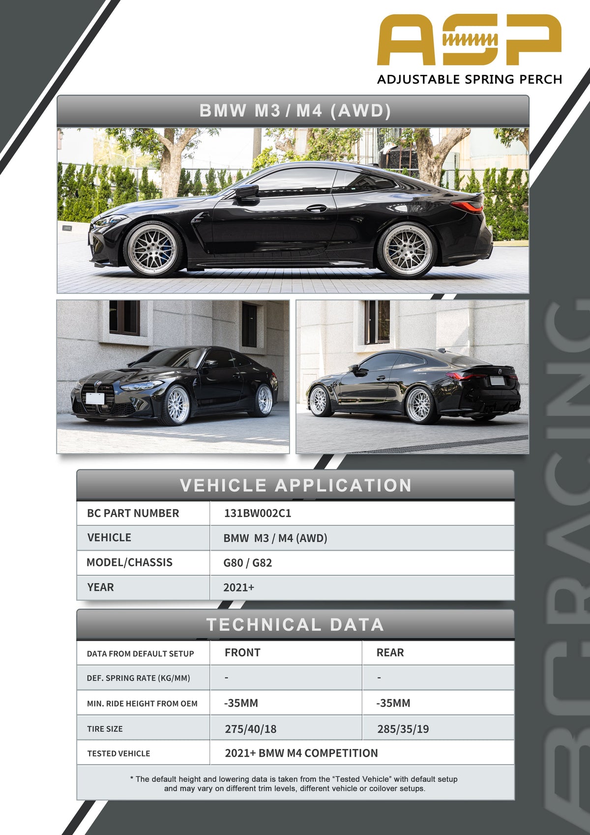 BC Racing ASP Series 21+  G80/G82 M3/M4 AWD (With Front Camber)