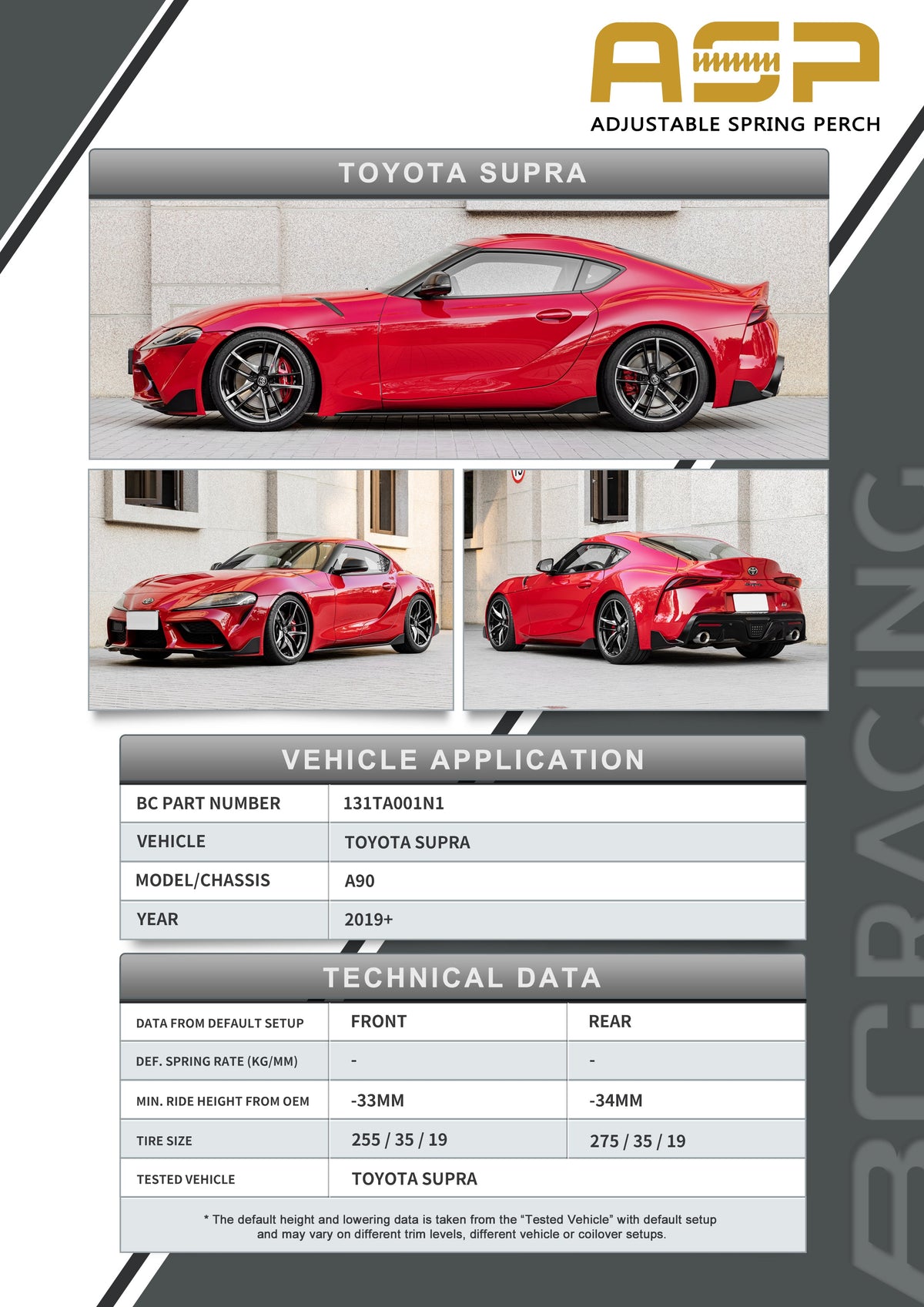 BC Racing ASP Series 19+  Supra MK5 (Without Front Camber)