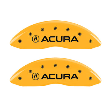 MGP 4 Caliper Covers Engraved Front & Rear Acura Yellow finish black ch