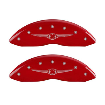MGP 4 Caliper Covers Engraved Front & Rear Style 1/Chrysler Wing Red finish silver ch