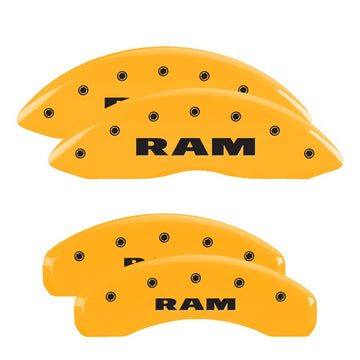 MGP 4 Caliper Covers Engraved Front & Rear RAM Yellow finish black ch