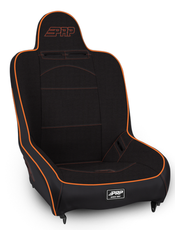 PRP Premier High Back Suspension Seat- Black/Orange Tweed