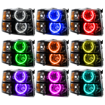 Oracle 07-13 Chevy Silverado SMD HL - Blk - Round Style - ColorSHIFT w/ 2.0 Controller
