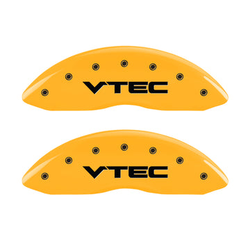 MGP 4 Caliper Covers Engraved Front & Rear Vtech Yellow Finish Black Char 2008 Acura TL