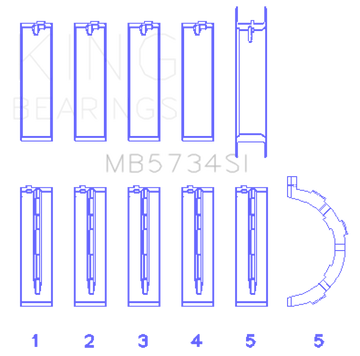 King Engine Bearings Ford 302 Cid Coyote (Size +0.25mm) Main Bearing Set