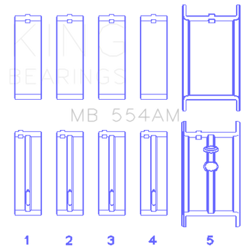King Engine Bearings GM 265/283/302/327 8 Cyl (0.50 Oversized) Main Bearing Set