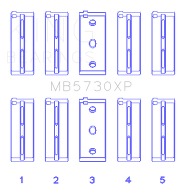 King Engine Bearings Lancia 2.0L HF - (Size STD) Performance Main Bearing Set