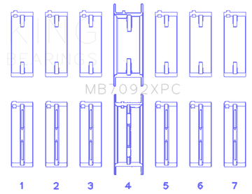 King Engine Bearings Nissan RB26DETT 24V (Size .026) XP Coated Tri Metal Main Bearing Set