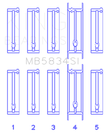 King Engine Bearings Chevrolet 121Ci/Ln2 134Ci Housing Bore +.002 (Size +1.0mm) Main Bearing Set