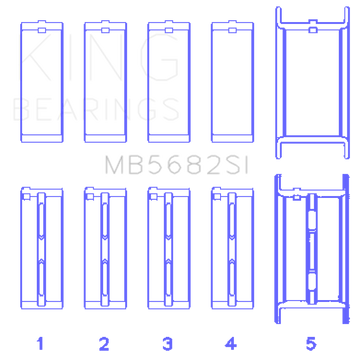 King Engine Bearings gm 496ci/8.1L 16v (Size STD) Performance Main Bearing Set