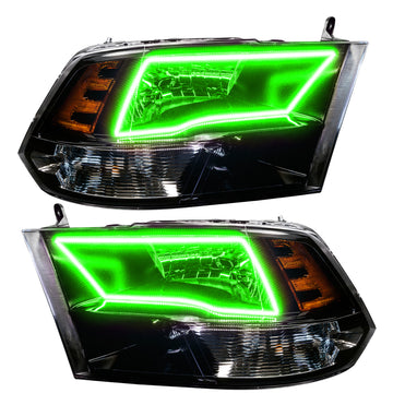 Oracle 09-17 RAM 1500 TRX/SLT Quad Pre-Assembled Headlights - Blk Housing - ColorSHIFT