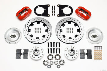 Wilwood Forged Dynalite Front Kit 12.19in Drilled Red 37-48 Ford Psgr. Car Spindle
