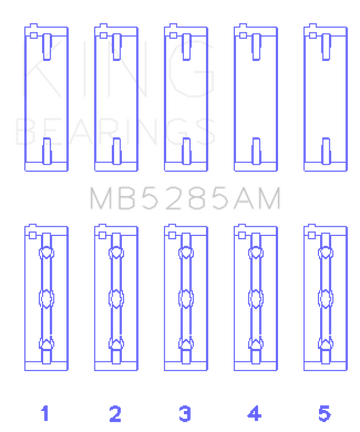 King Engine Bearings Suzuki J18K/J20A (Size +0.50mm) Main Bearing Set