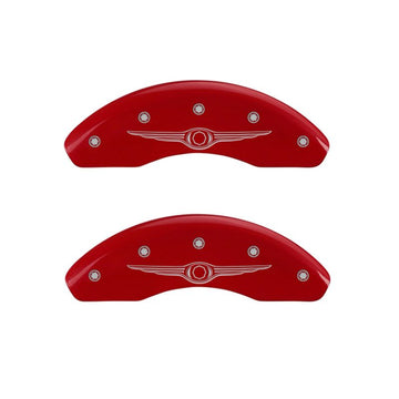 MGP 4 Caliper Covers Engraved Front & Rear Style 1/Chrysler Wing Red finish silver ch