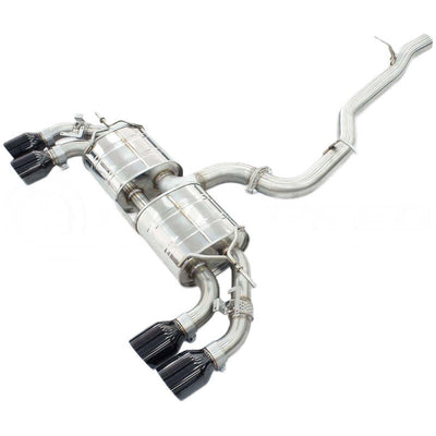 Invidia 2022+ Volkswagen Golf R MK8 76mm R400 Valved Cat Back Exhaust Straight Cut Black Tips