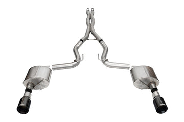 Corsa 24+ Ford MustangGT Xtreme Cat-Back Ex.Sys 3.0in Dual Rear Exit w/4.5in Blk PVD StraightCut Tip