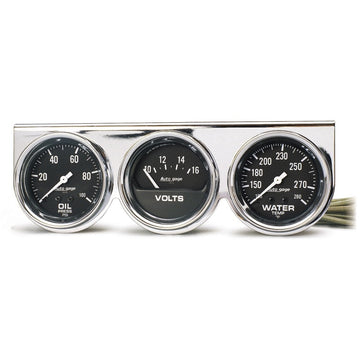 Autometer AutoGage Chrome Console 52.4mm Mech 0-100 PSI Oil Press/ 10-16 V / 130-280 Deg Water Temp
