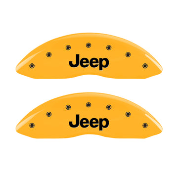 MGP 4 Caliper Covers Engraved Front & Rear Jeep Yellow Finish Black Char 1999 Jeep Grand Cherokee