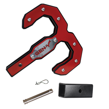 Gen-Y Hulk 2.0 16K Tow Hook 2in Shank w/GH-009 Reducer Sleeve/GH-099 Pin/GH-011 Clip - Black/Red