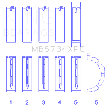 King Engine Bearings Ford 302 Cid Coyote (Size +0.25mm) Main Bearing Set
