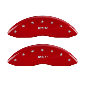MGP 4 Caliper Covers Engraved Front & Rear MGP Red Finish Silver Char 2010 GMC Savana 3500
