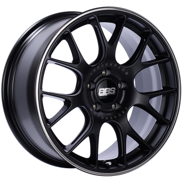 BBS CH-R 18x8.5 5x112 ET47 Satin Black Polished Rim Protector Wheel -82mm PFS/Clip Required
