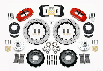 Wilwood Narrow Superlite 6R Front Hub Kit 14.00in Drill Red 1965-1969 Mustang Drum Spindle