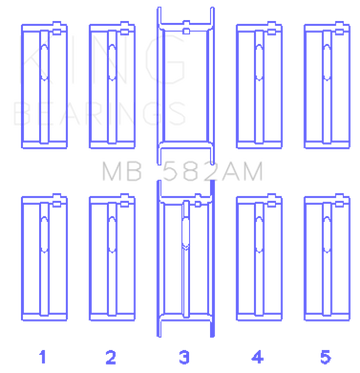 King Engine Bearings Ford 2.0/2.3L 8V (Size +0.75mm) Main Bearing Set