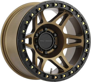 Método MR106 Beadlock 17x9 -44 mm Desplazamiento 8x6,5 130,81 mm CB Método Bronce con rueda BH-H36125