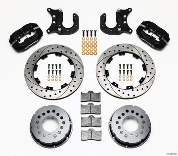 Wilwood Forged Dynalite P/S Rear Kit Drilled Rotor Mopar/Dana 2.36in Off w/Snap Ring Bearing