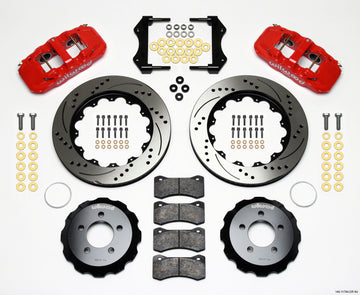 Wilwood AERO6 Front Hat Kit 14.25 Drilled Red 2006-10 Magnum/Challenger/Charger/300C