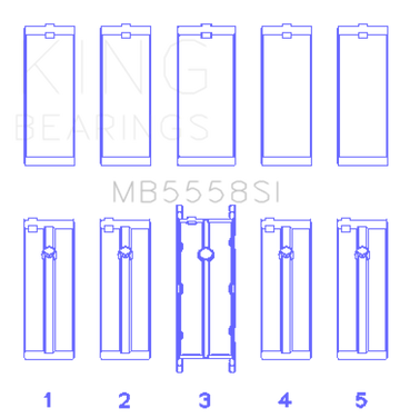King Engine Bearings Ford R6A/114Ci 1.9L/121Ci 2.0L (Size +0.50mm) Main Bearing Set