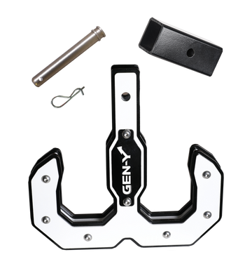 Gen-Y Hulk 2.0 16K Tow Hook 2in Shank w/GH-009 Reducer Sleeve/GH-099 Pin/GH-011 Clip - Black/White