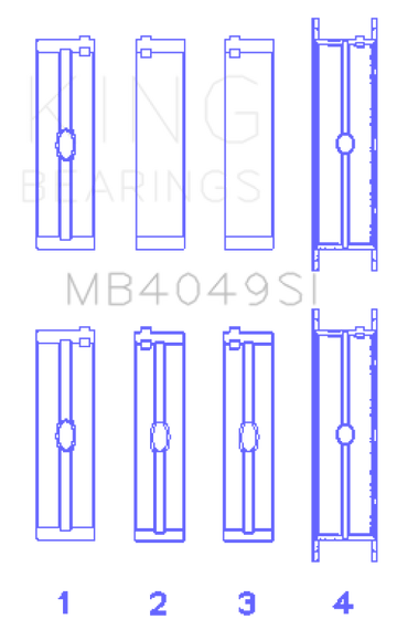 King Engine Bearings Opel C25Xa/X25Xa (Size +0.25mm) Main Bearing Set