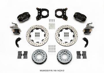 Wilwood Forged Dynalite P/S Rear Kit w/MC4 P-Brake Drilled Chev 12 Bolt w/Clip Eliminator