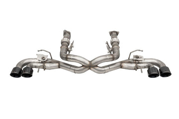 Corsa 20-22 Corvette C8 Puntas cuádruples negras con válvula de 3 pulgadas y 4,5 pulgadas - Se adapta a escape NPP de fábrica con AFM