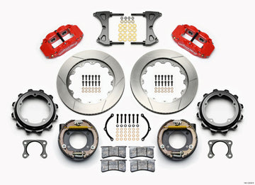 Wilwood Narrow Superlite 4R Rear P-Brk Kit 14.00in Red Strange Eng Floater 3.49in Offset