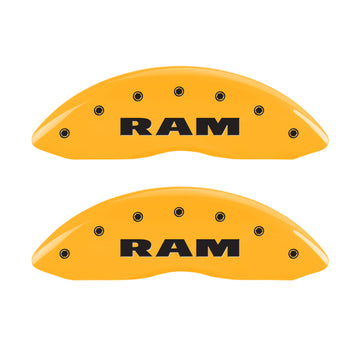MGP 4 Caliper Covers Engraved Front RAM Engraved Rear RAMHEAD Yellow finish black ch