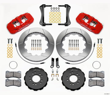 Wilwood AERO6 Front Hat Kit 14.00 Red 2005-2014 Mustang w/ BMR Suspn. w/Lines