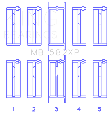 King Engine Bearings Ford 2.0/2.3L 8V (Size +0.50mm) Main Bearing Set