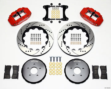 Wilwood Narrow Superlite 6R Front Hat Kit 14.00in Drill Red Nissan 370Z/Fiti G37