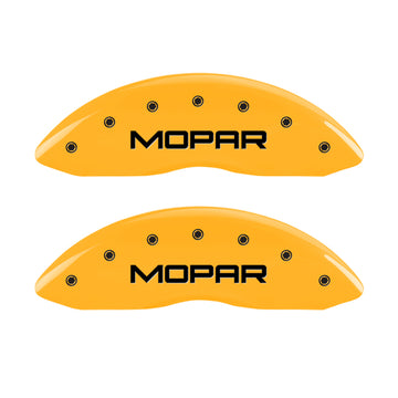 MGP 4 Caliper Covers Engraved Front JEEP Engraved Rear JEEP Grill logo Yellow finish black ch
