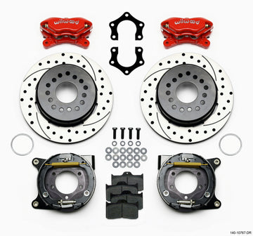 Wilwood Forged Dynalite P/S Park Brake Kit Drilled Red Mopar/Dana 2.50in Off w/Snap Ring Bearing